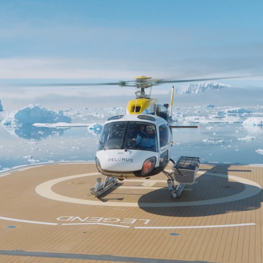 Yacht with helicopter - Pelorus Yachting in Antarctica