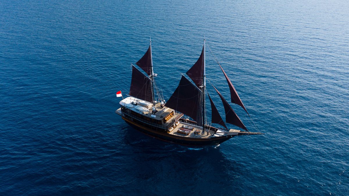 A traditional wooden sailing ship.
