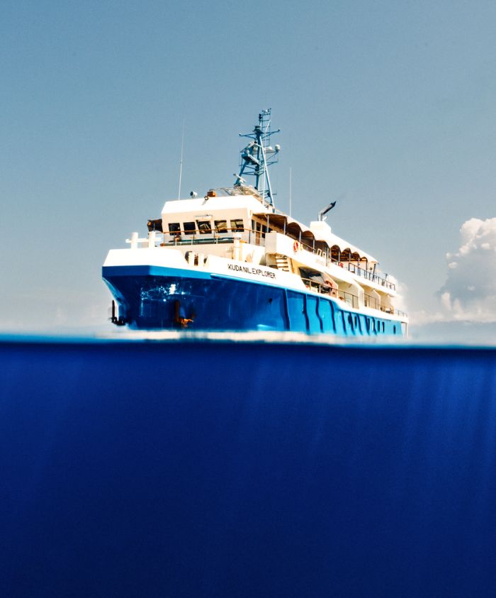 Low-angle view of the ship 