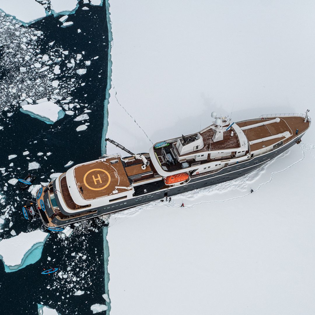 Large yacht in Antartica included as part of our luxury travel concierge service