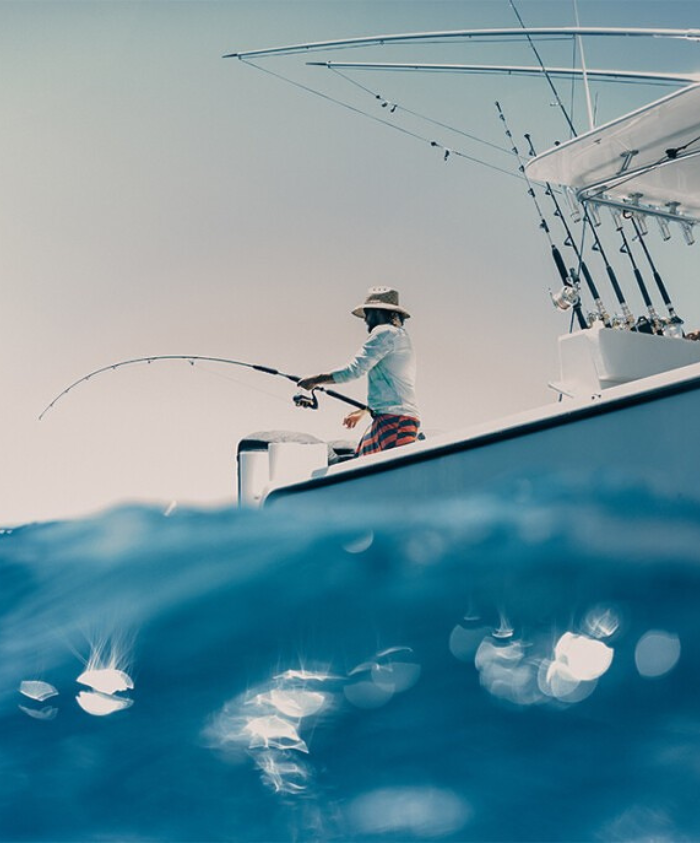Fishing man in Panama boat