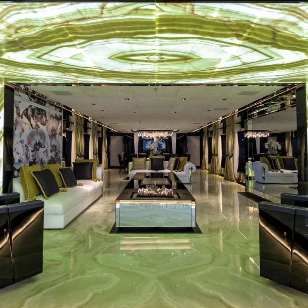 Marble and onyx lounge aboard SARASTAR yacht