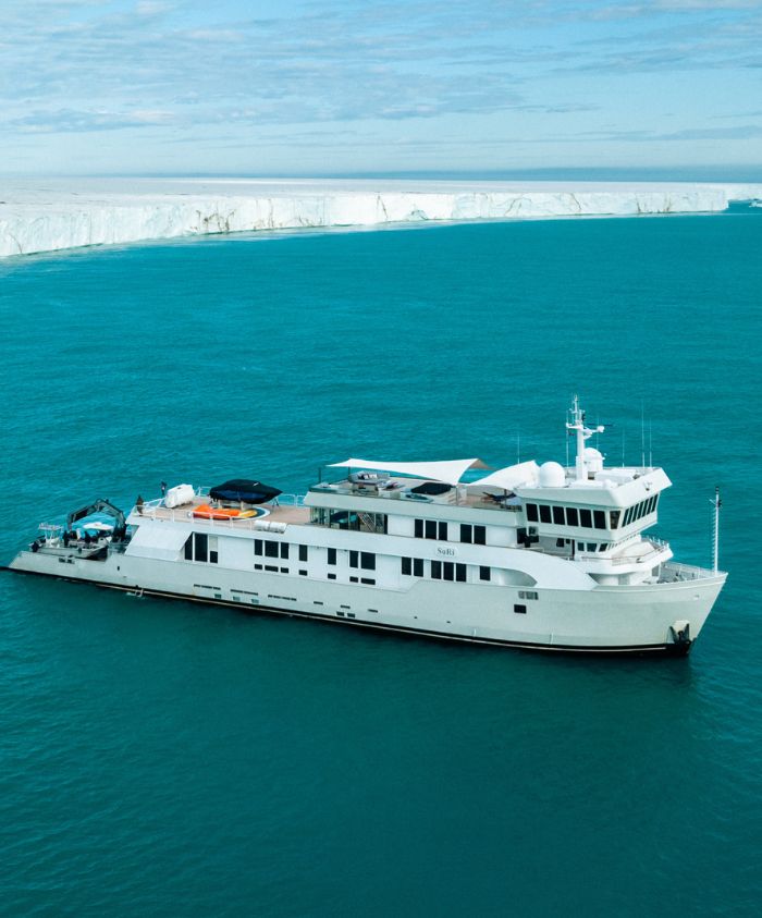 Yacht charter vacation to Chile on an expedition yacht with icy waters and ice sheets