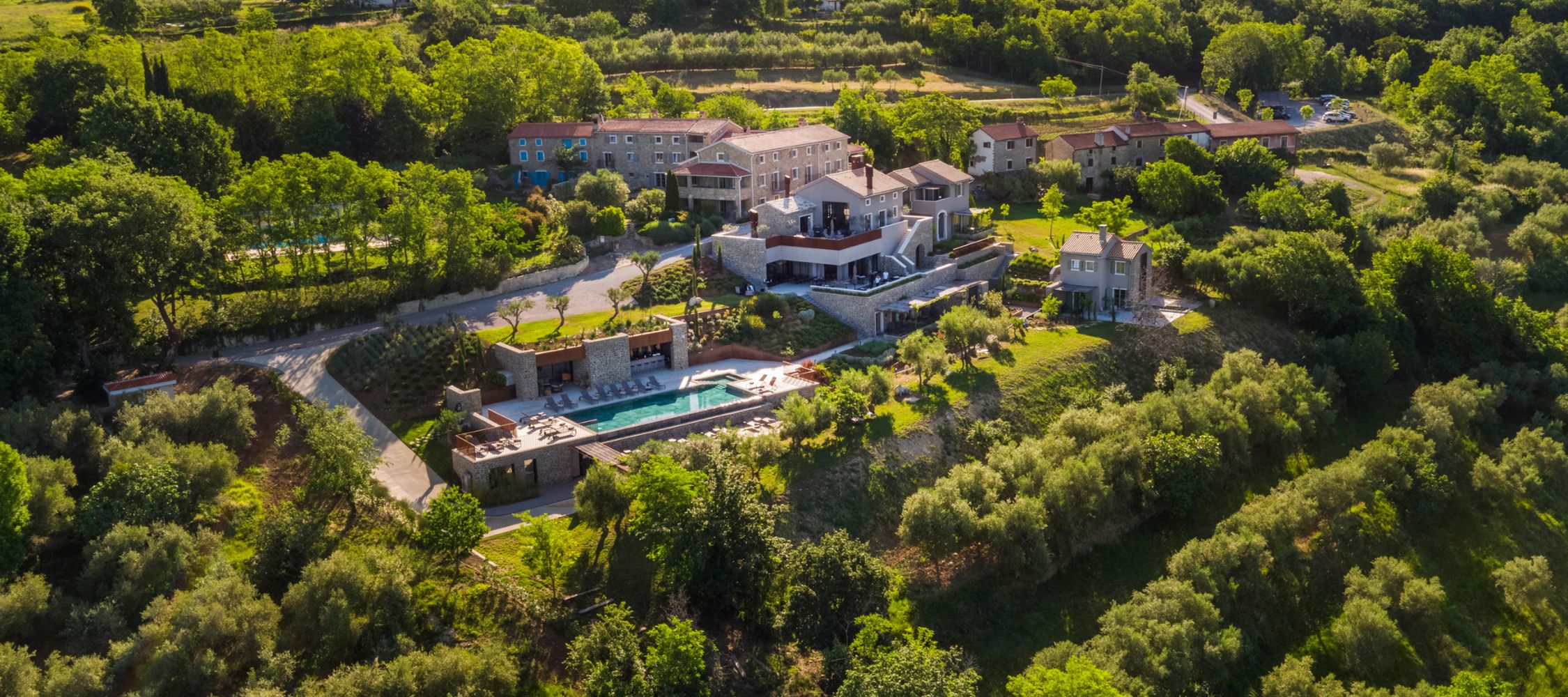 aerial view of the property on the hillside
