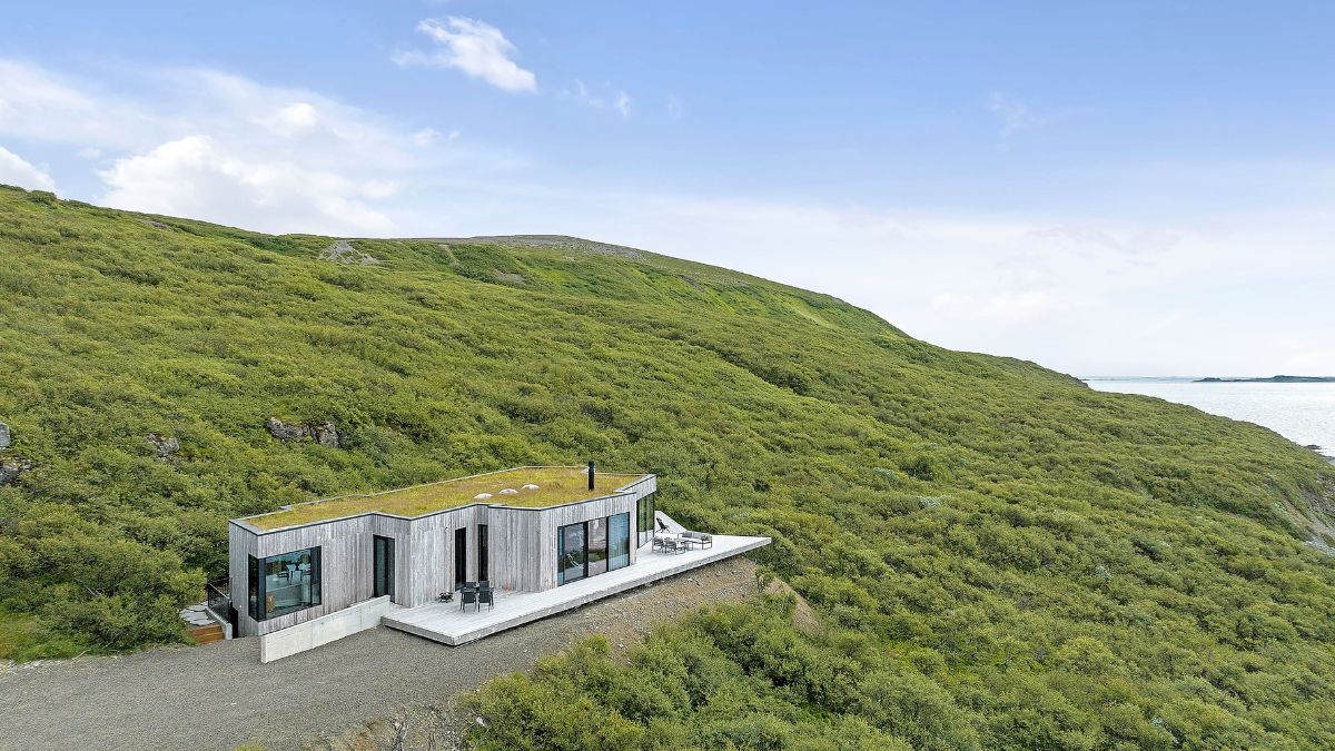 Aerial view of Hafrahlid, one of the most luxurious lodges in Iceland for an exclusive retreat with coastal views.