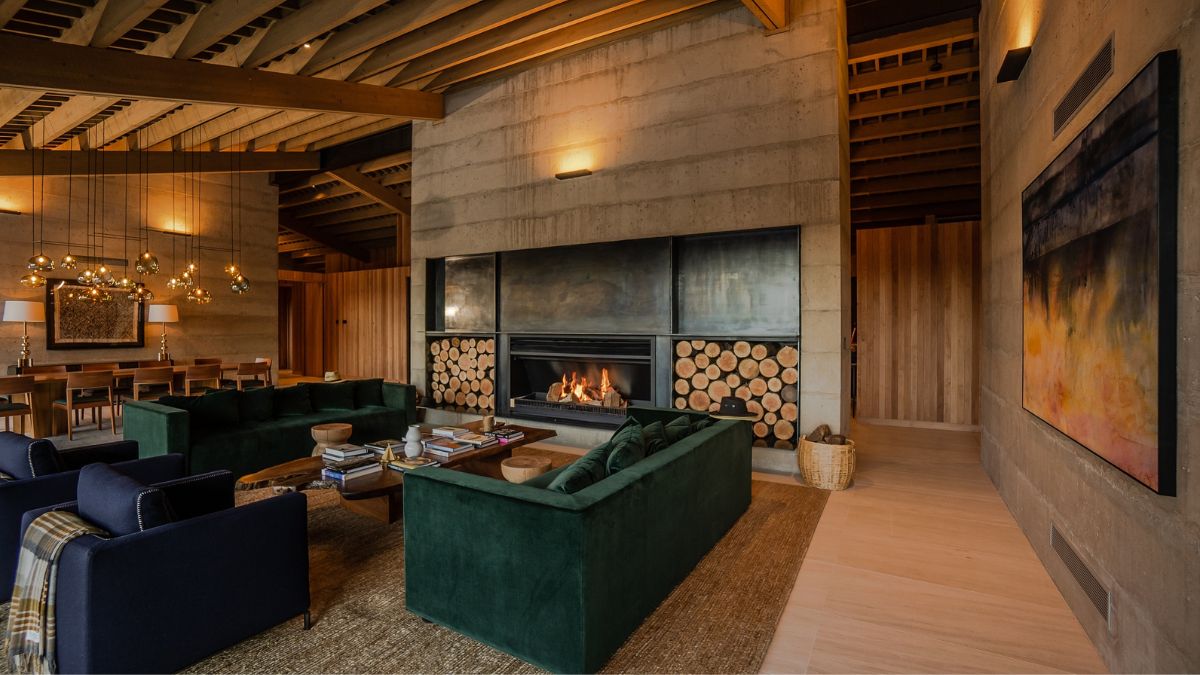 living room with fireplace