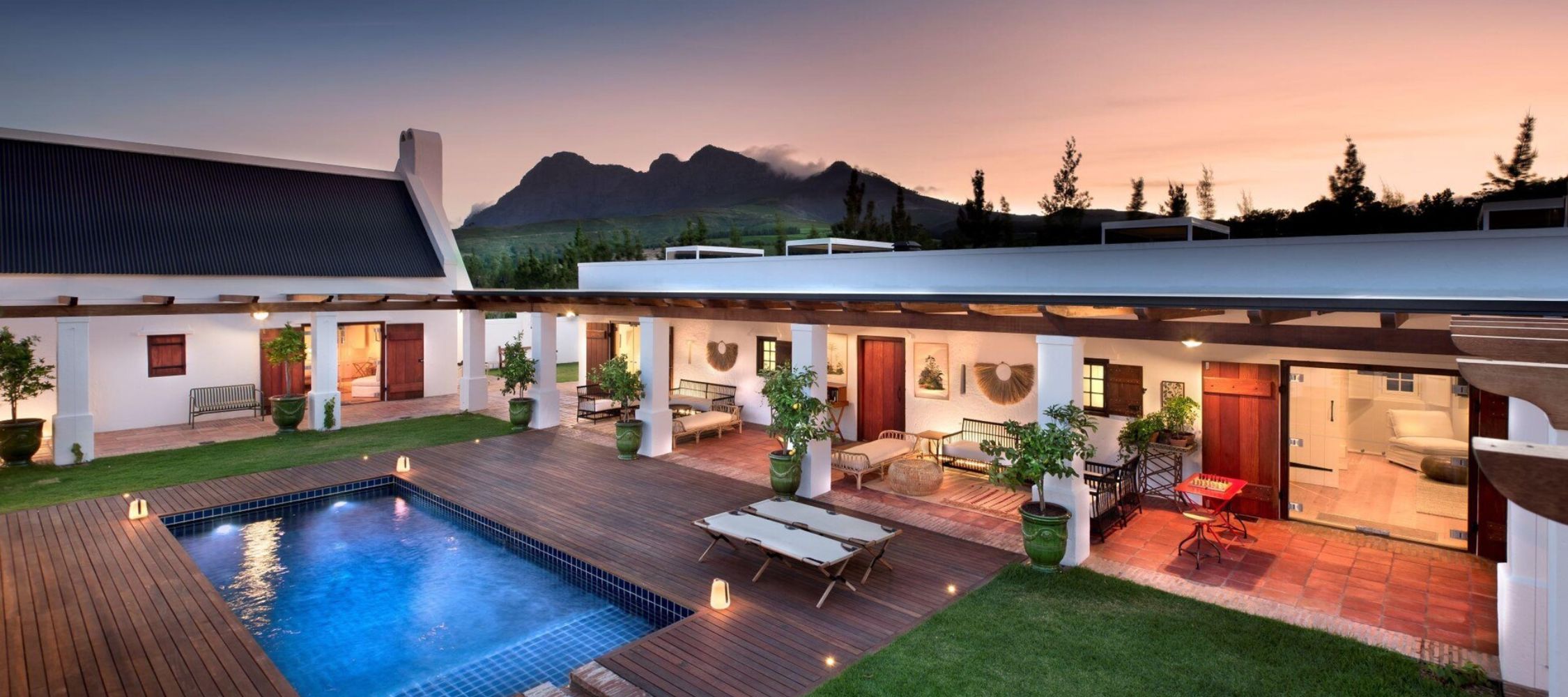 Babylonstoren luxury farm house with outdoor swimming pool