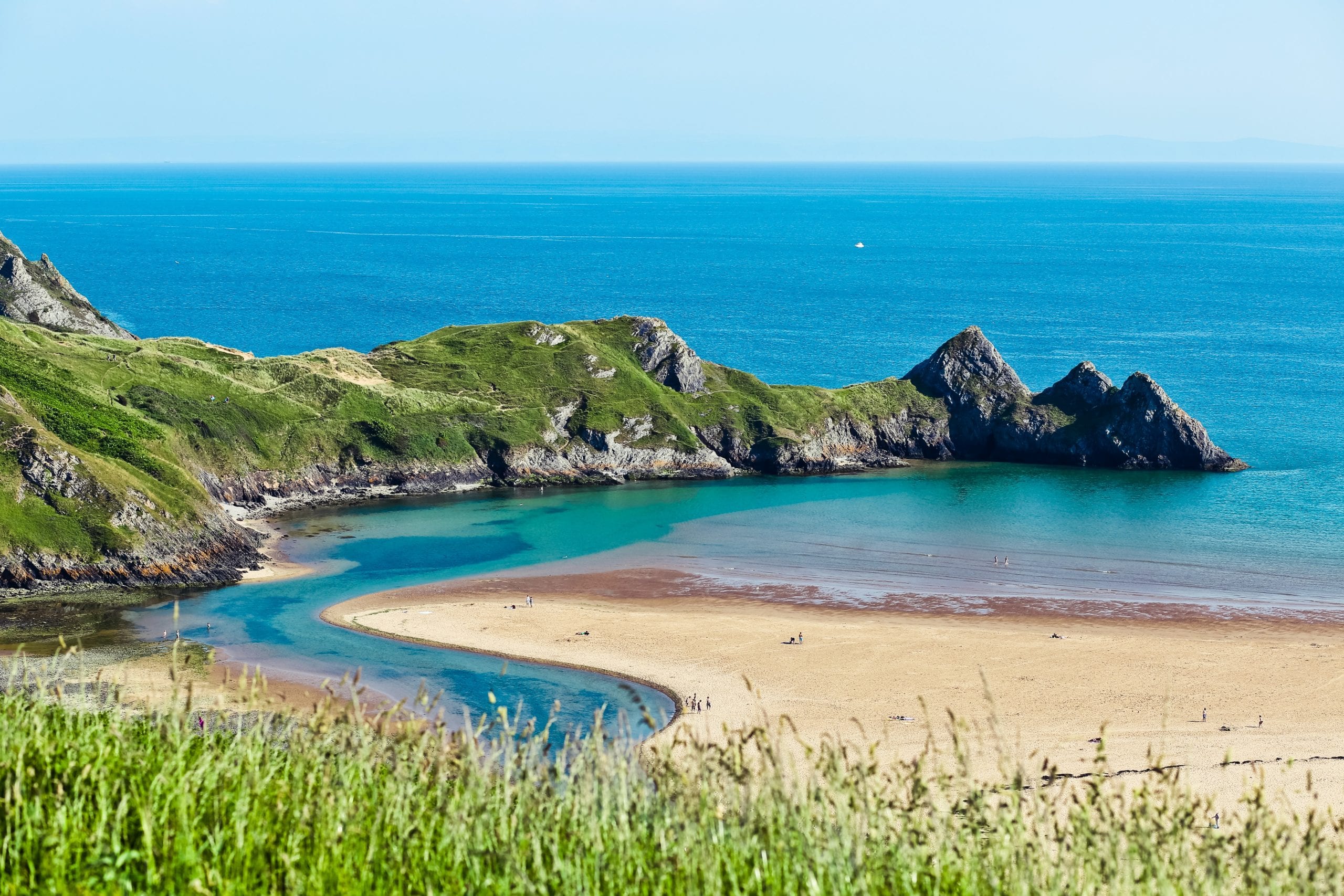 The Welsh coastline on a clear summers day.