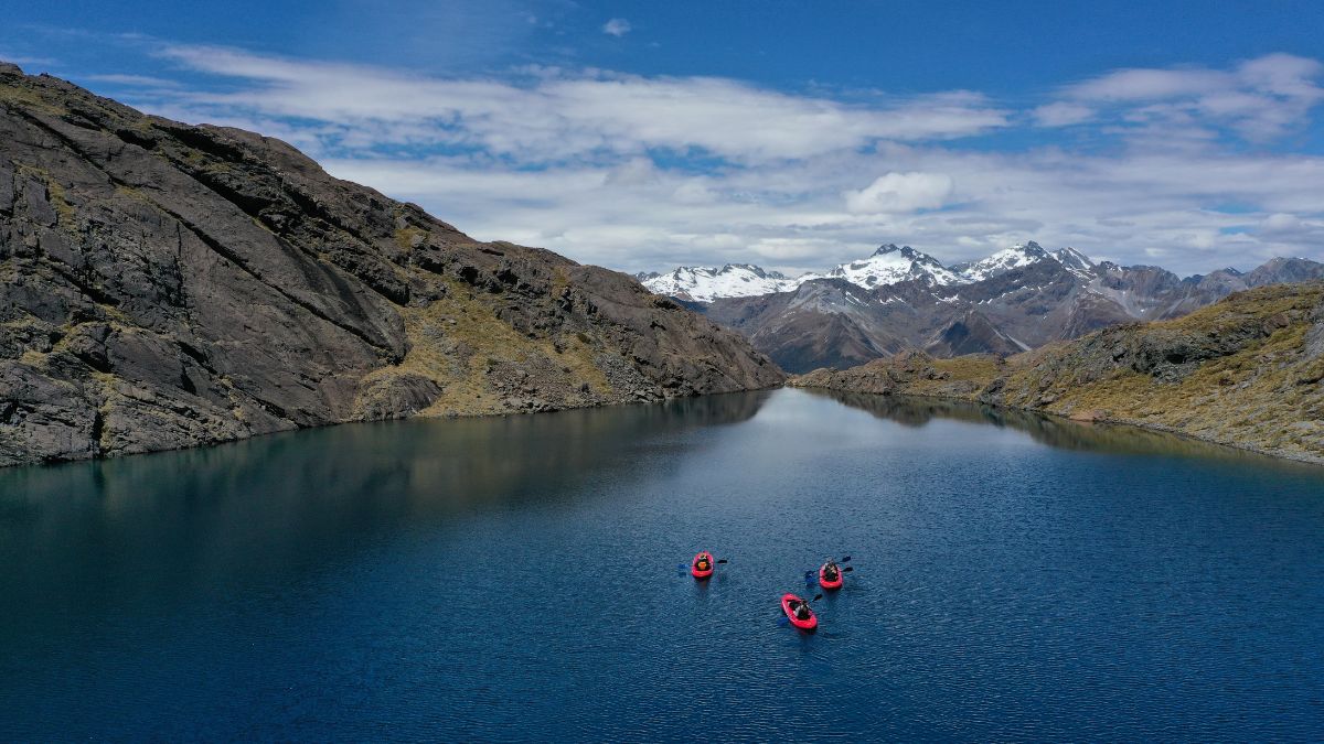 three people kayaking