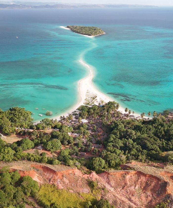 sand strip between Madagascar and island