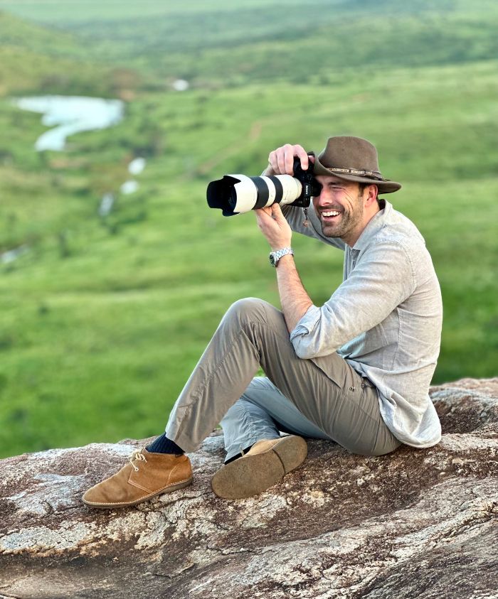 Geordie with a camera in Kenya