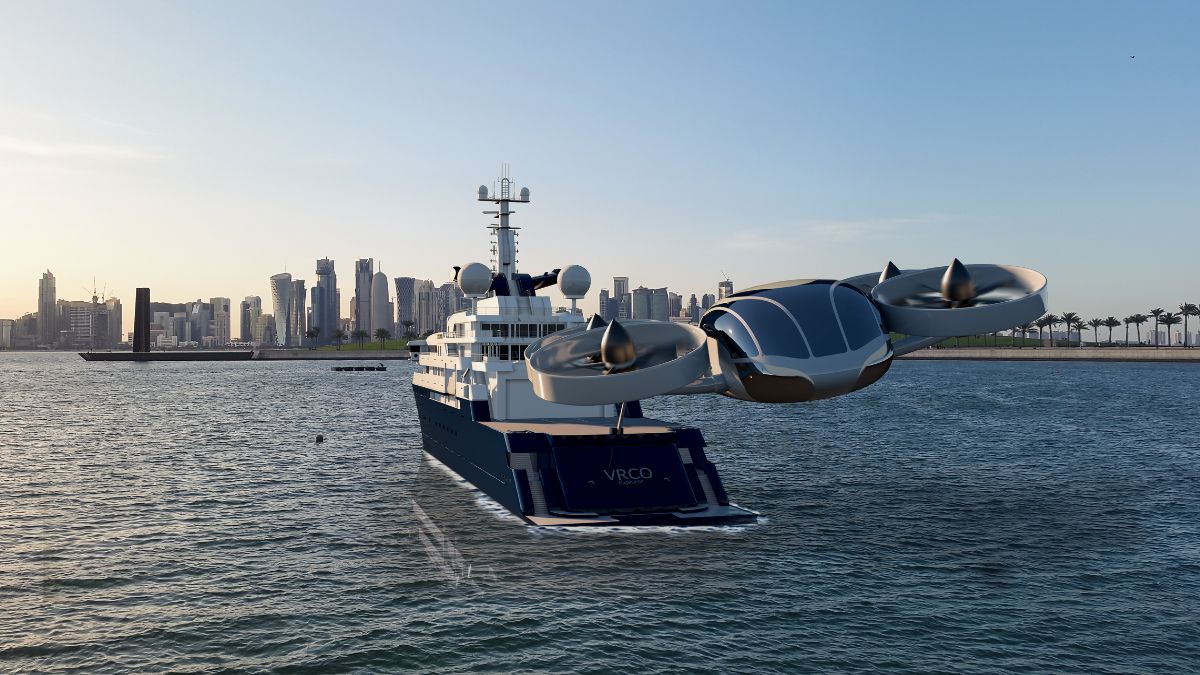 eVTOL landing on private yacht