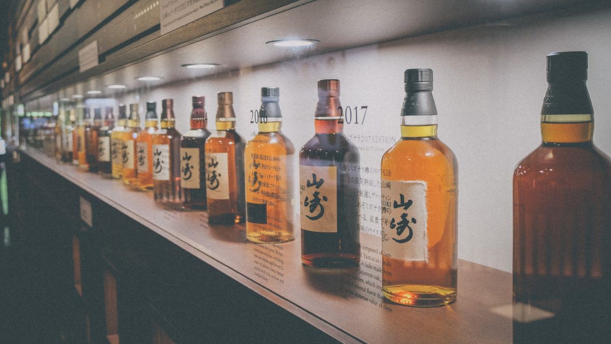 Japanese whiskey on shelves